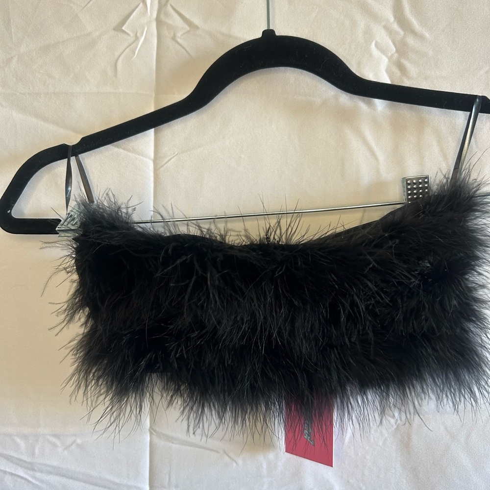 Edikted Black Feather Trim Top